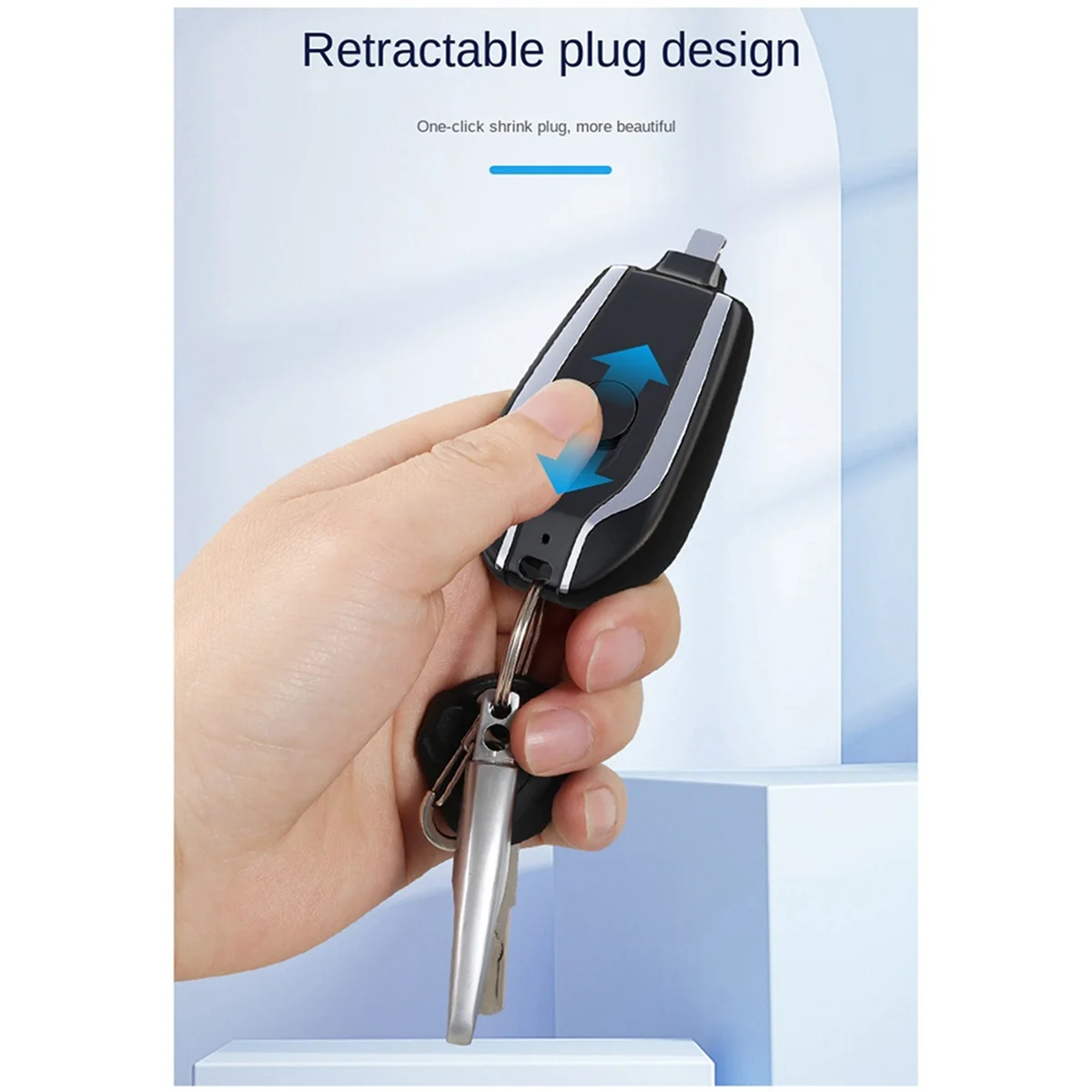 1200mAh draagbare mini-powerbank sleutelhanger Powerbank mobiele telefoon reserve externe batterij voor smartphone, Type-C zwart