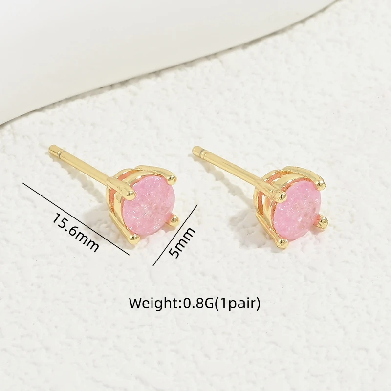 Simulated Opal Candy-Colored Stud Earrings Gold-Plated Brass Women's “Dopamine” Color Palette Summer Jewelry Earrings:VE1867