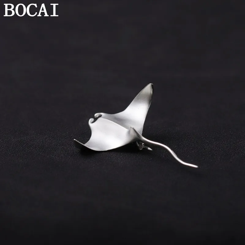 BOCAI Copper Alloy Elegant Domineering Devil Fish Manta Ray Brooch Women's Selected Gift