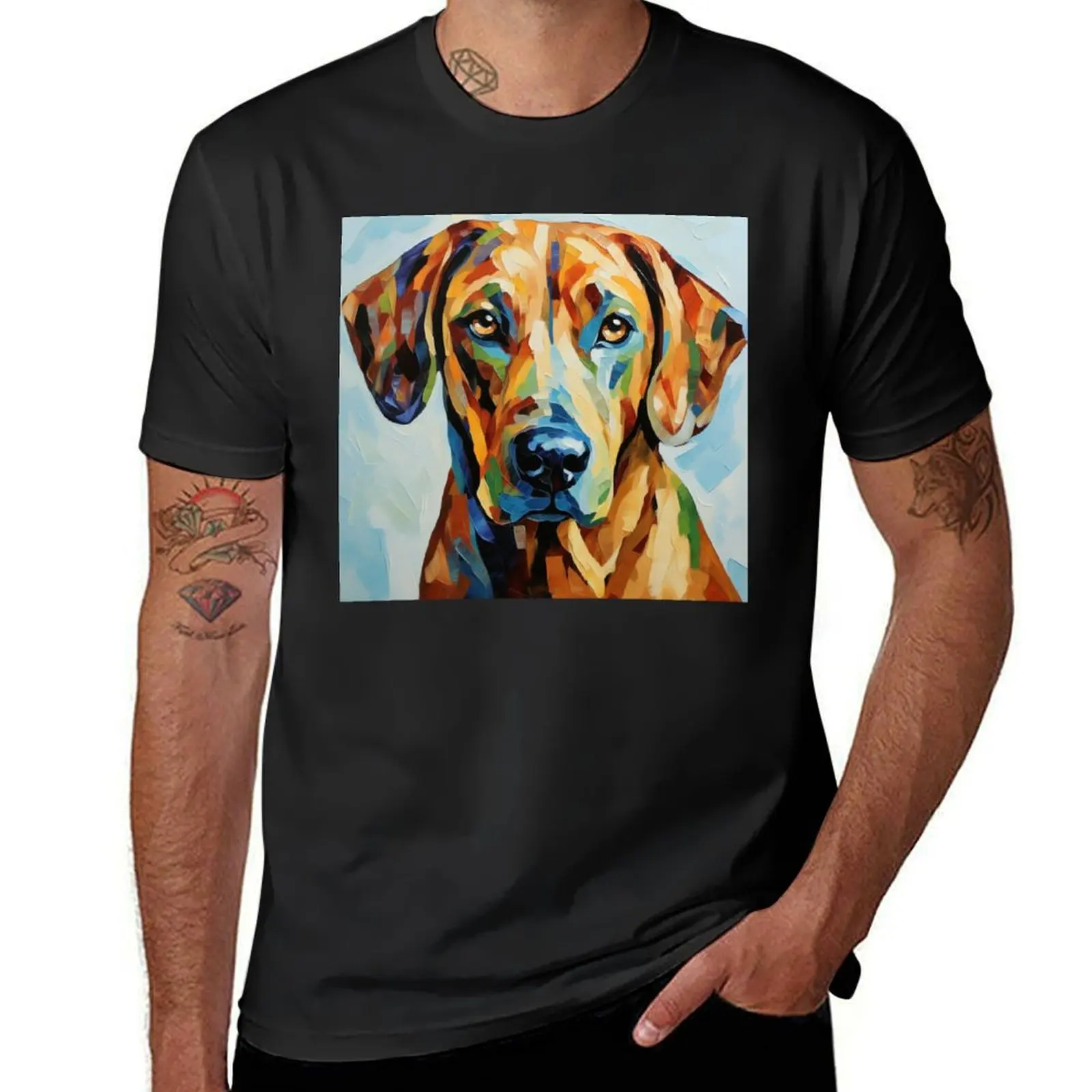 

The Watchful Rhodesian Ridgeback T-Shirt anime clothes aesthetic clothes heavyweights Men's t shirts