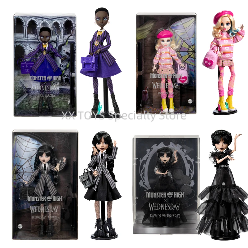 

Кукла Monster High Wednesday Addams Rave'N Wednesday Enid Sinclair, коллекционное издание, в комплекте с подставкой для куклы, подарки на день рождения