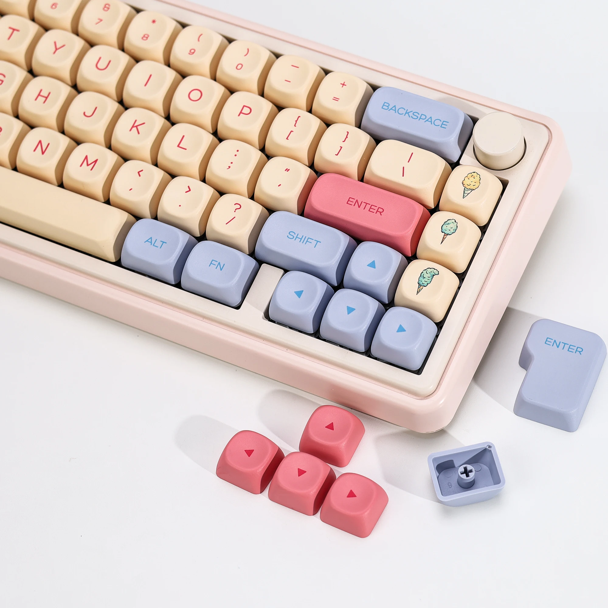 KBDiy 142 Keys Marshmallow Theme Keycaps Cute PBT ISO Korean Keycap For 60% Game Mechanical Keyboard Key Caps Custom KOA MOA
