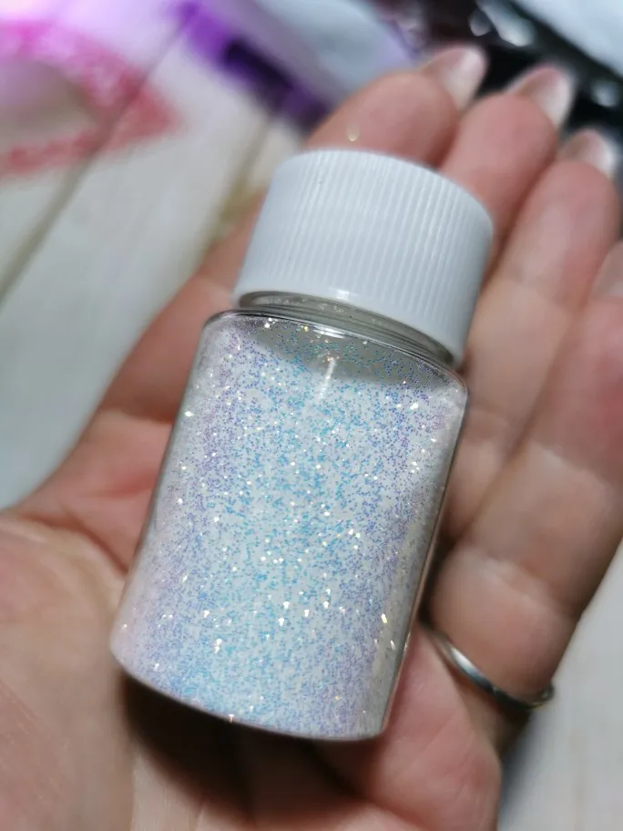 30ml Super Shiny Holo-Regenbogen Nagel Glitter Pulver (0,2mm) feine Dazzling Nagel Pigment Staub 1/128 Pixie/Opal Bunte Nagel Pulver