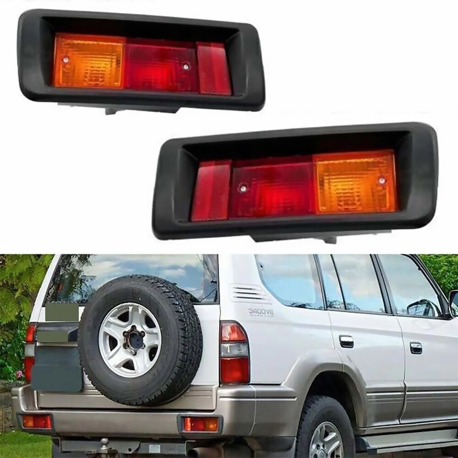 

Комплект из 2 задних фонарей из АБС-пластика 81550-60440 для Toyota Prado J90 95 Series 1995-2003, красный и янтарный свет