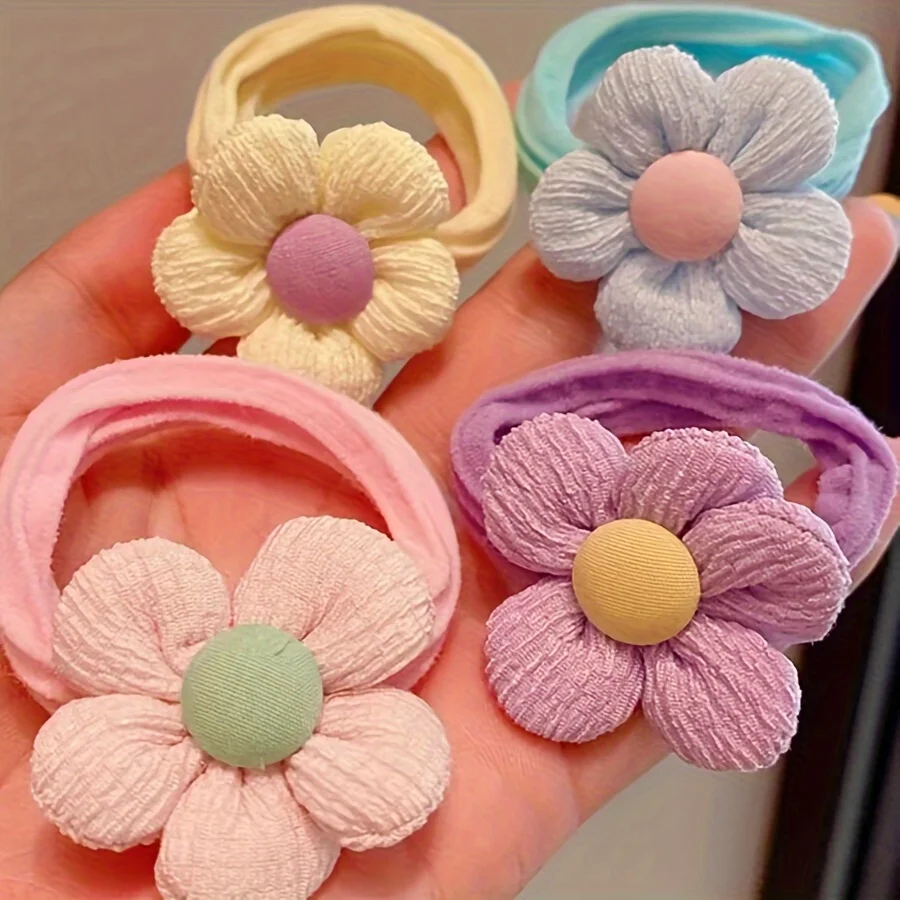 Attaches de cheveux avec nœud de couleur unie pour filles, 6 pièces, supports et accessoires pour queue de cheval en Polyester doux