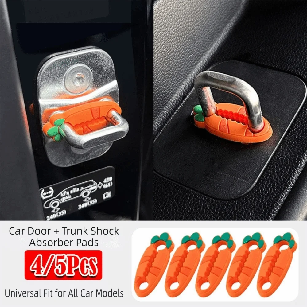4/5pcs Silicone Car Door Lock Sound Deadener Buffer Seal Shock Absorber Car Door Lock Protectors Soundproofing