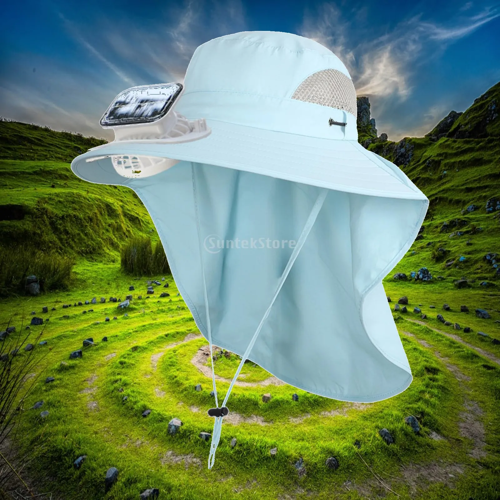 Children Outdoor Hat with Solar Fan Rechargeable Adjustable Multipurpose Travel