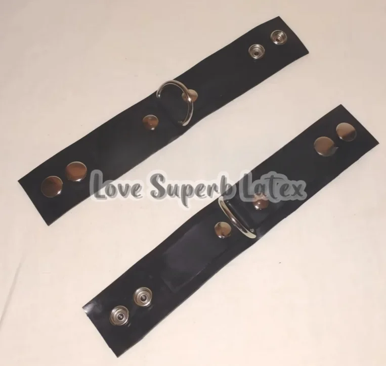 

New Handmade 0.8mm Black /Red Natural Latex Wrist Cuffs Latex Fetish Adult Sport Wrist Belt Halloween Party