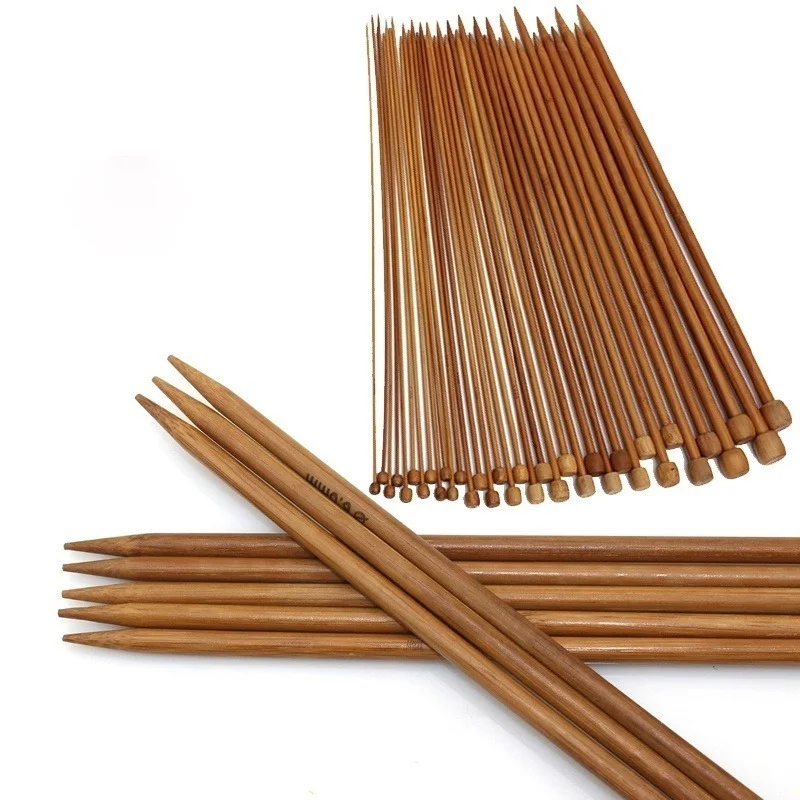 36PCS 18th Sweater Needle Carbonized Bamboo Crochet Single-pointed Knit with Full Beads Set