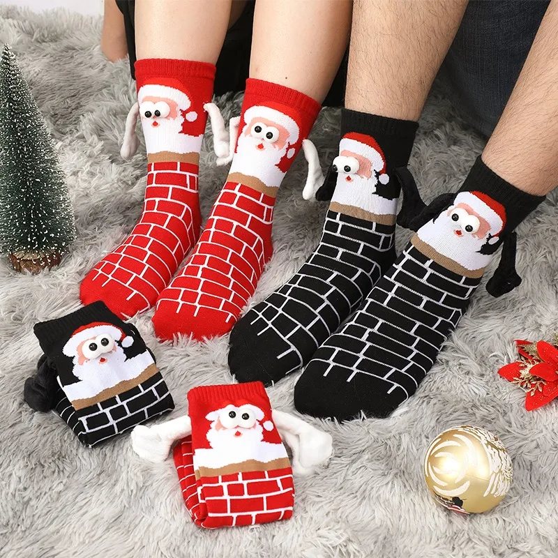 جوارب عيد الميلاد للأزواج مضحك عقد الأيدي جوارب الحشو هدايا عيد الميلاد اليد في اليد جوارب قطنية مغناطيسية للرجال والنساء #6