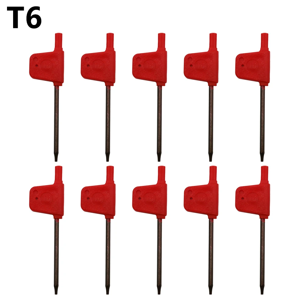 Imagem -04 - Chave de Fenda Torx Pequena para Brocas Manuais Chave t tipo Bandeira Vermelha Chave Inglesa t5 t6 t7 t8 T15 T20 10 Peças 8088 mm