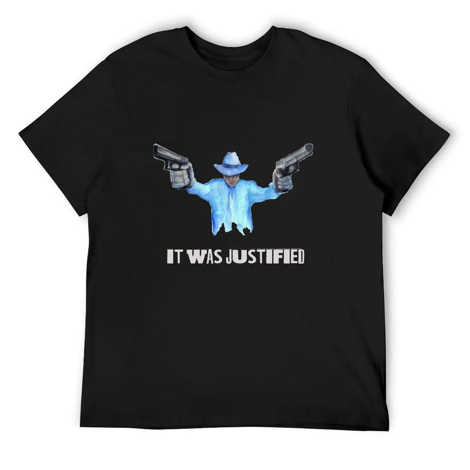 

Raylan Givens, It was Justified , Light-colored words T-Shirt T-shirts oversize summer tops vintage mens vintage t shirts