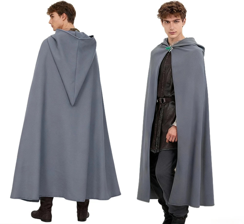 

Anime Gandalf Wizard Cosplay Costume Hobbit Long Grey Cloak Onesie with Hat Belt Christmas Halloween