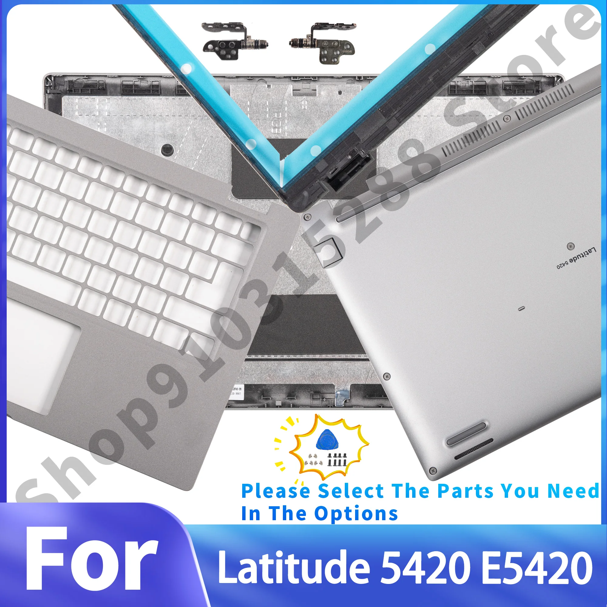 

NEW Case For Latitude E5420 5420 Laptop LCD Back Cover 0DW98X Front Frame 02VJKP Upper A20696 Bottom 063DTN hinges