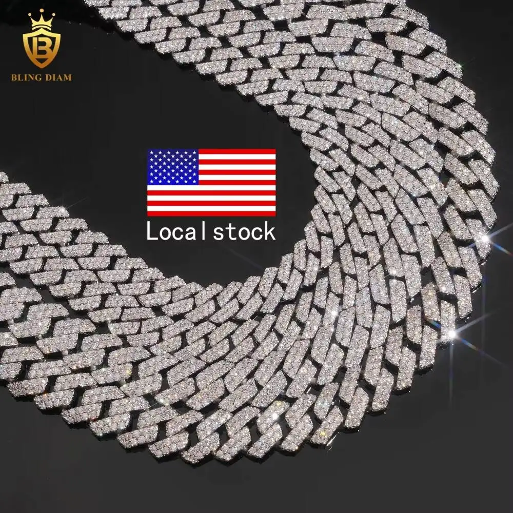 Fashion Factory Direct 925 Sterling Silver Moissanite Diamond Necklace with 8mm 10mm GRA Ice Out Cubans Link Chain and Rapper Ne