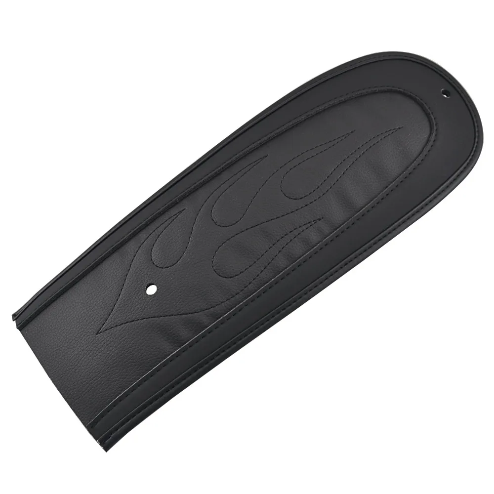 Motorcycle Black Flame Stitch Leather Rear Fender Bib Cover Pad Trim For Harley Dyna Wide Glide Fat Bob 2006-2017 Models