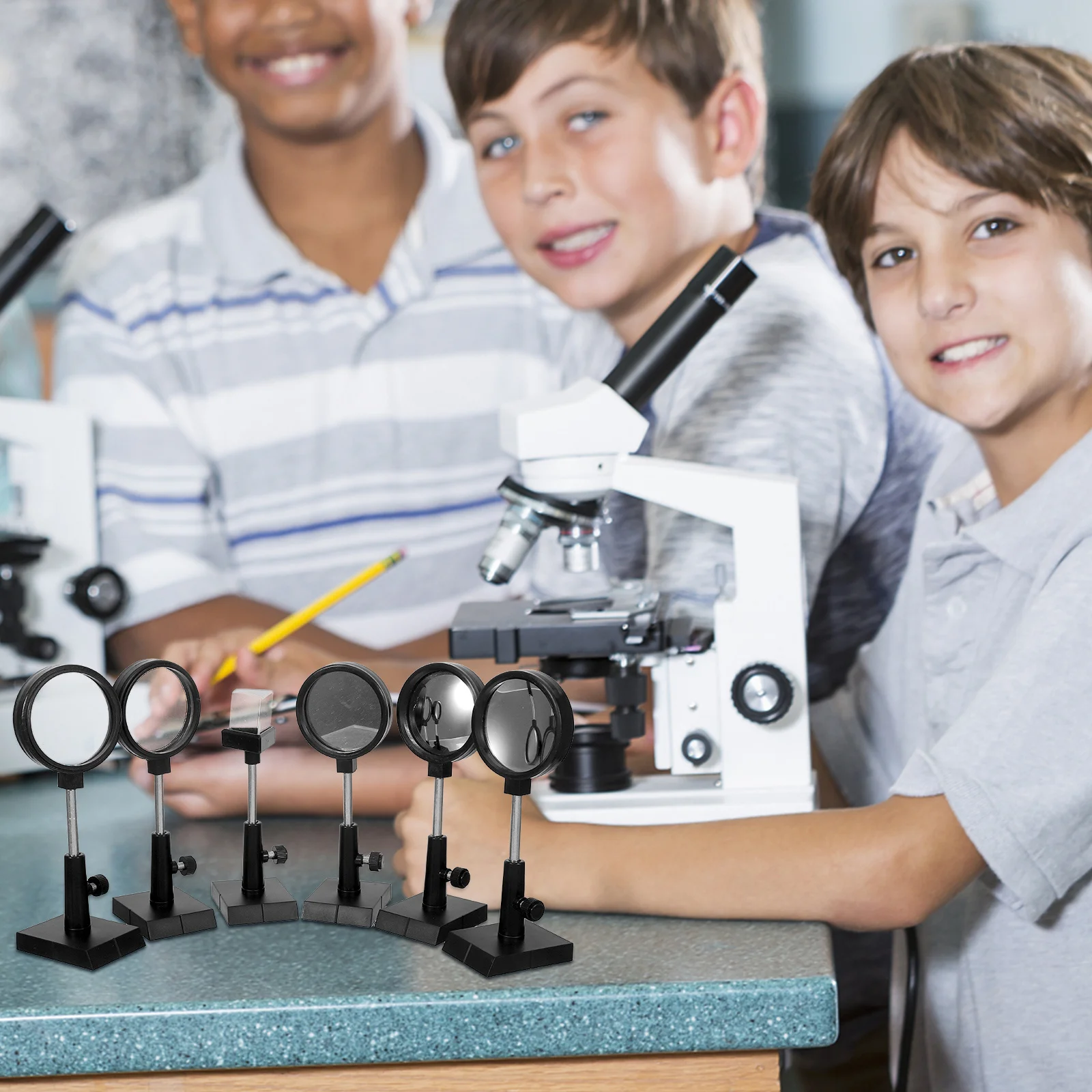 

1Set Science Classroom Optics Kits Convex Concave Lenses Prisms Plane Mirror for Physics Experiment Learning