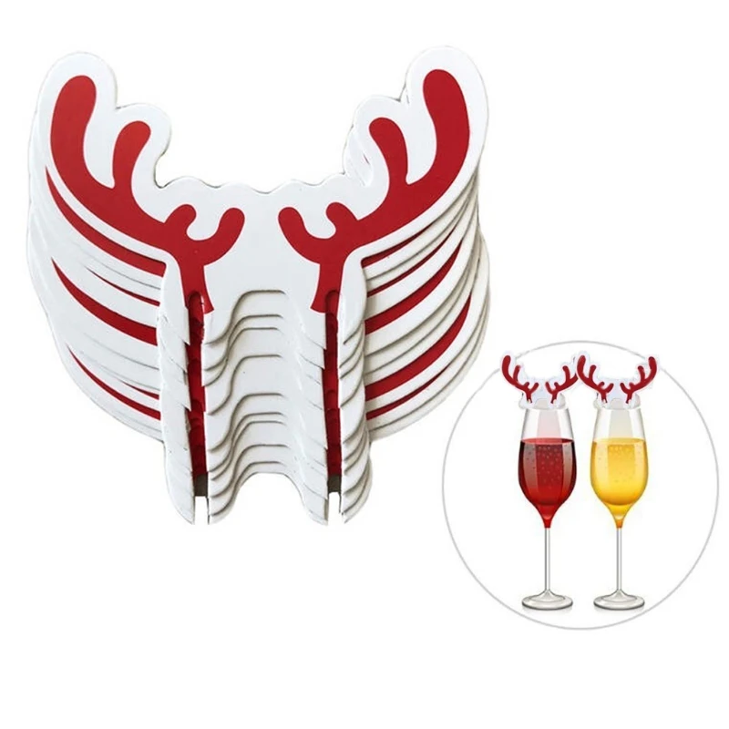 10pcs แก้วไวน์คริสต์มาสตกแต่งถ้วยการ์ด Xmas Goblet เครื่องหมายตกแต่งตารางสำหรับ Home PARTY เครื่องประดับปีใหม่ของขวัญ