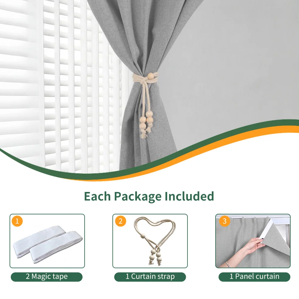 Self-adhesive Curtains Home Door Curtains Blackout - Self Stick Tie Up Shades Window Blinds Light Block Insulating Sidelight