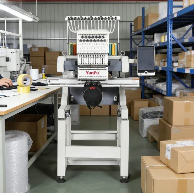 Industrial Grade 12/15 Needles Embroidery Machine,  Large Field, 1200 RPM