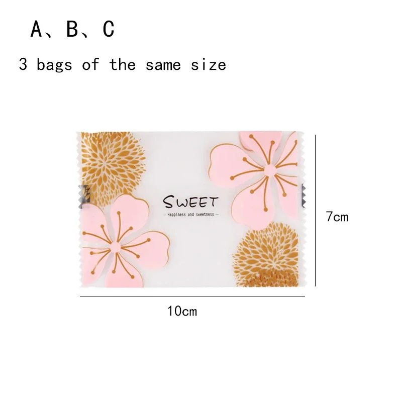 100pcs Pink Cherry Blossoms Heat Seal Bags Candy Cookie Packaging Bag Birthday Party Translucent Plastic Bakery Gift Pouches