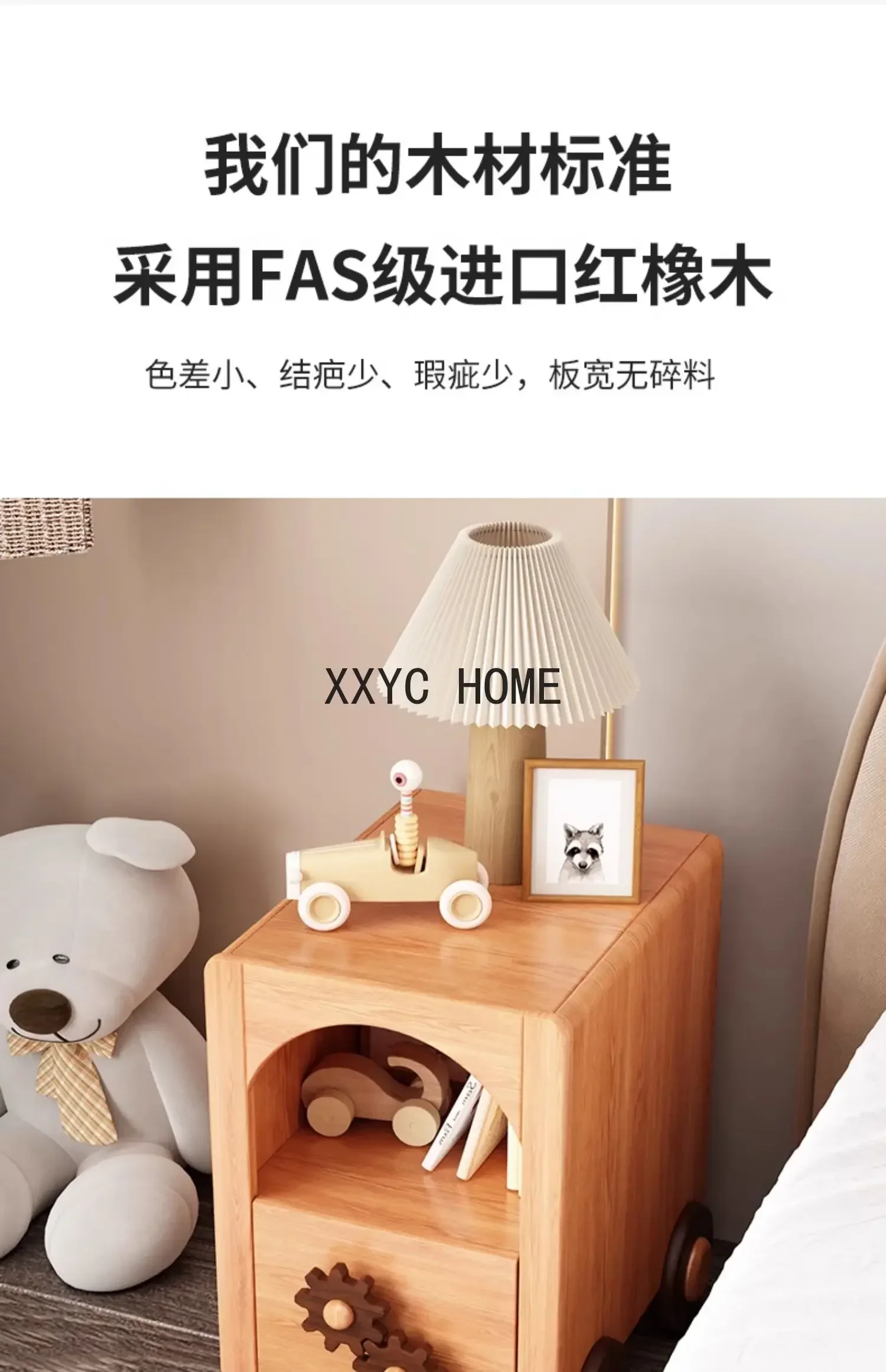 Lemari Samping Tempat Tidur Kayu Solid Lemari Penyimpanan Kepala Tempat Tidur Nordic Sederhana Lemari Penyimpanan Samping Tempat Tidur Kayu Ek Merah