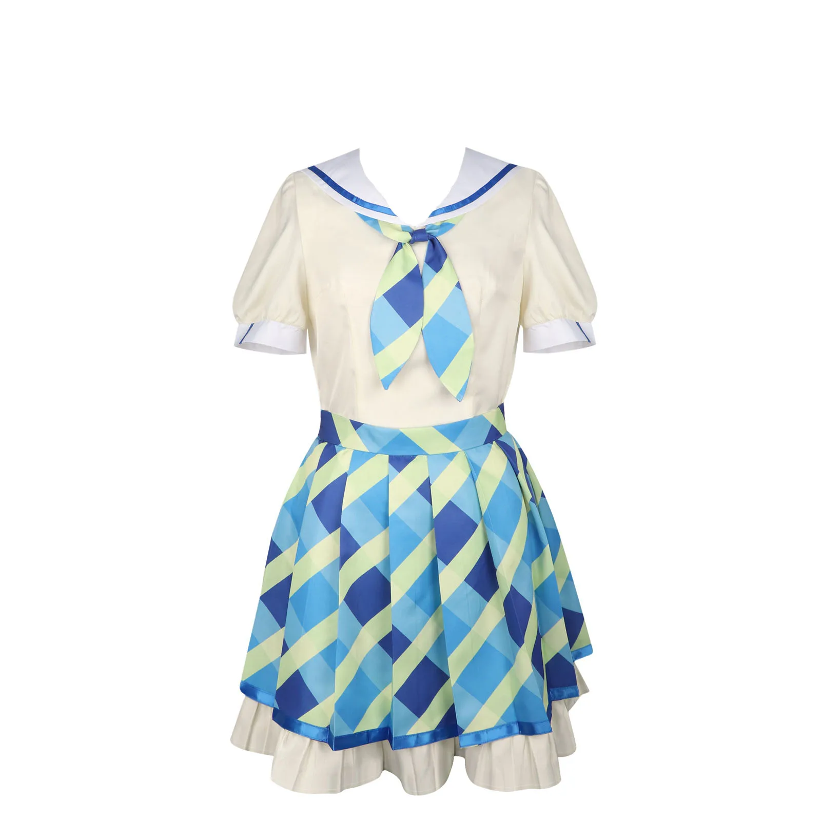 

Blue checkered JK uniform dress cosplay anime 2D set a female costume for stage performance at a comic exhibition