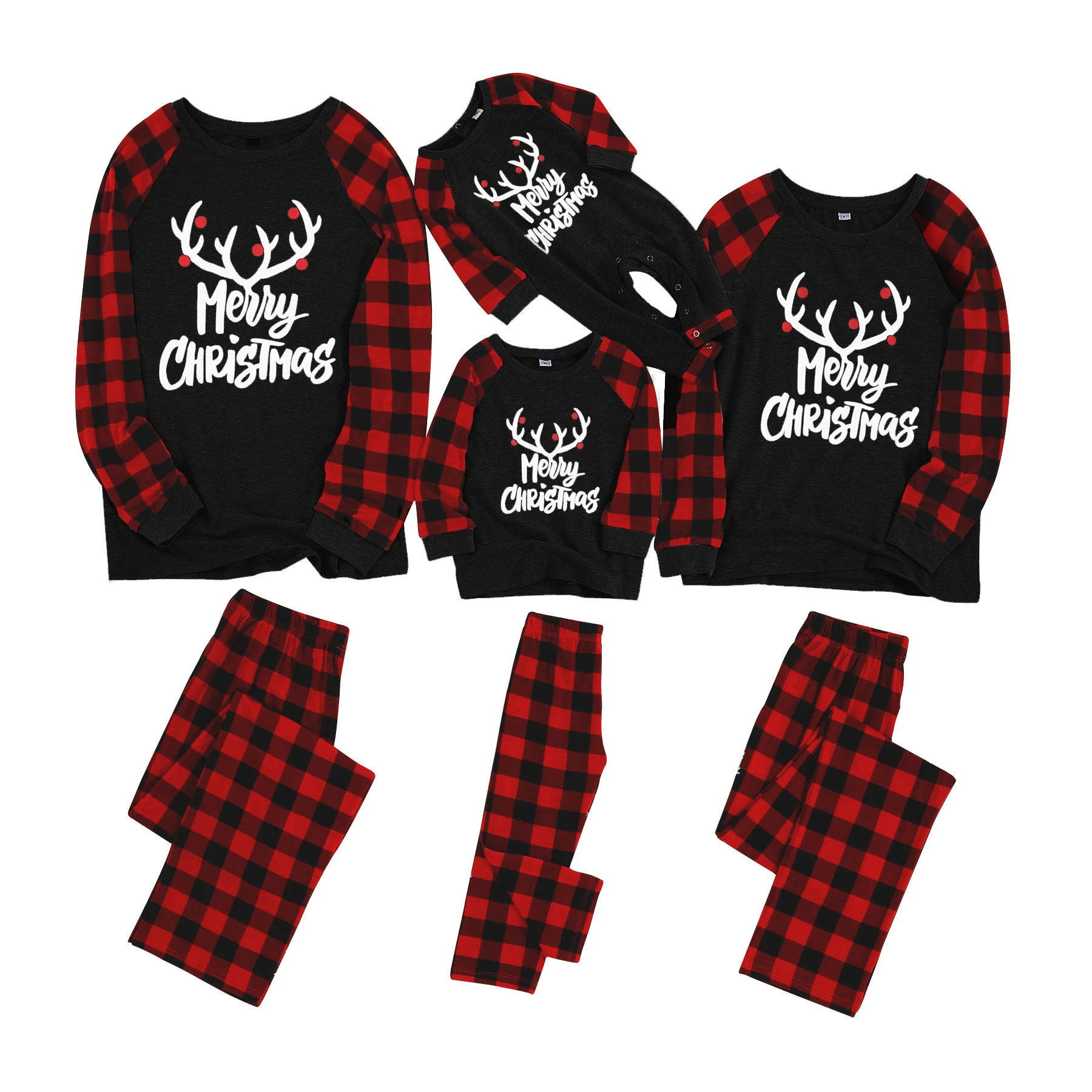 PatPat Family Matching Outfits Merry Christmas Costumes Family Look Baby Mother Daughter Clothes Deer Pajamas Flame Resistant