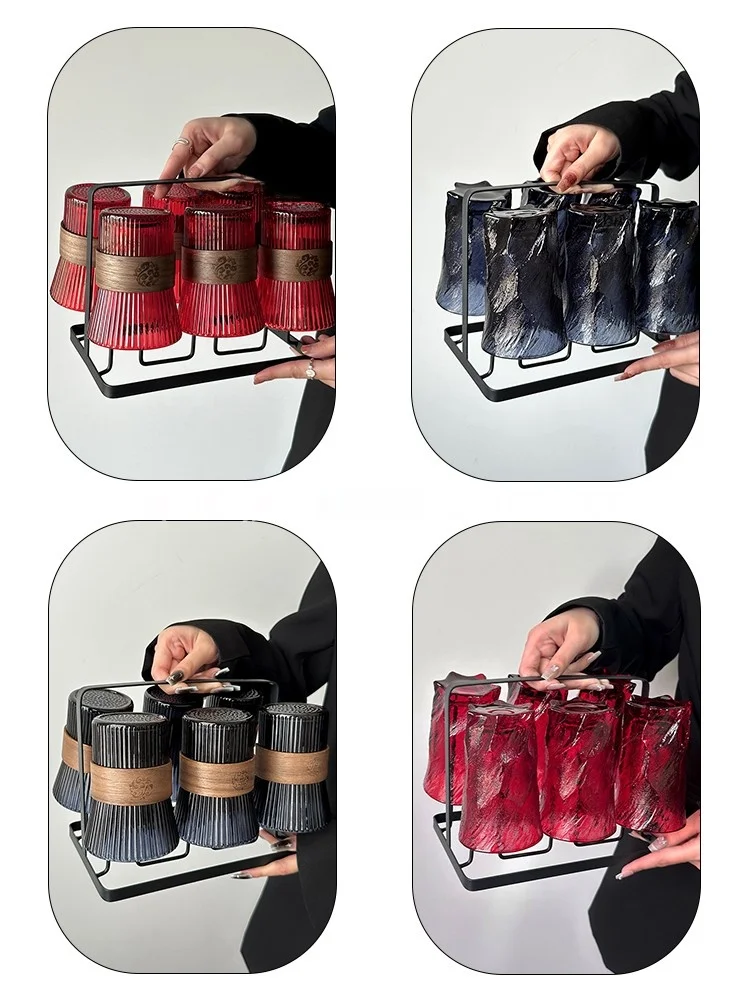 

High Temperature Resistant Glass Cup Set with Coaster for Tea Beer Drinking Living Room Guest Vintage Sle Chinese Sle