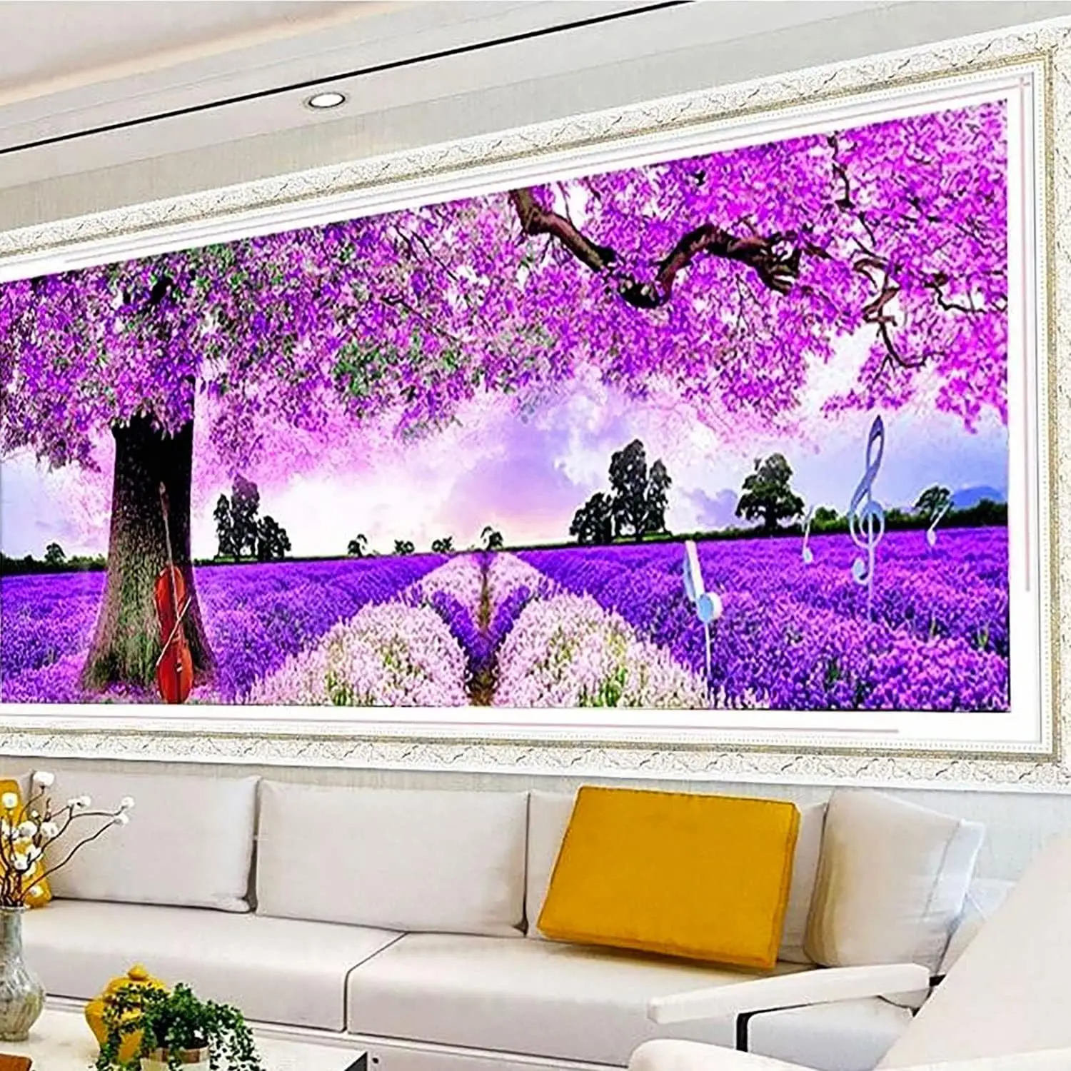 

DIY full Diamond Embroidery,Round Diamond Lavender Purple Romantic Landscape Living room decoration rhinestone Diamond painting