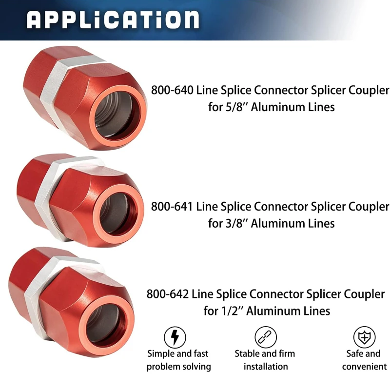 Line Splice Connector Replaces 800-640 800-641 800-642 Fits for 5/8 in. 3/8 in. 1/2 in. A/C, Coolant, Heater Oil, P/S Return