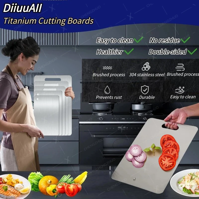 304 Stainless Steel Thickened Cutting Board Antibacterial Mildew-proof Kneading Dough Board Kitchen Fruit Vegetable