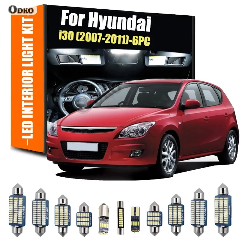 

Для Hyundai i30 2007-2011 6 шт. внутренняя лампа светодиодная лампа комплект внутреннего освещения автомобили, запчасти и аксессуары сигнальная лампа