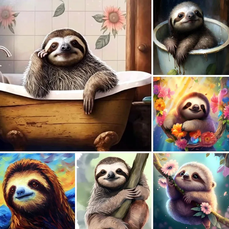 Baby Sloth Diamond Painting Kits for Adults, Animal Diamond Art Kits for Beginners, DIY 5D Diamond Dots Kits Painting Craft