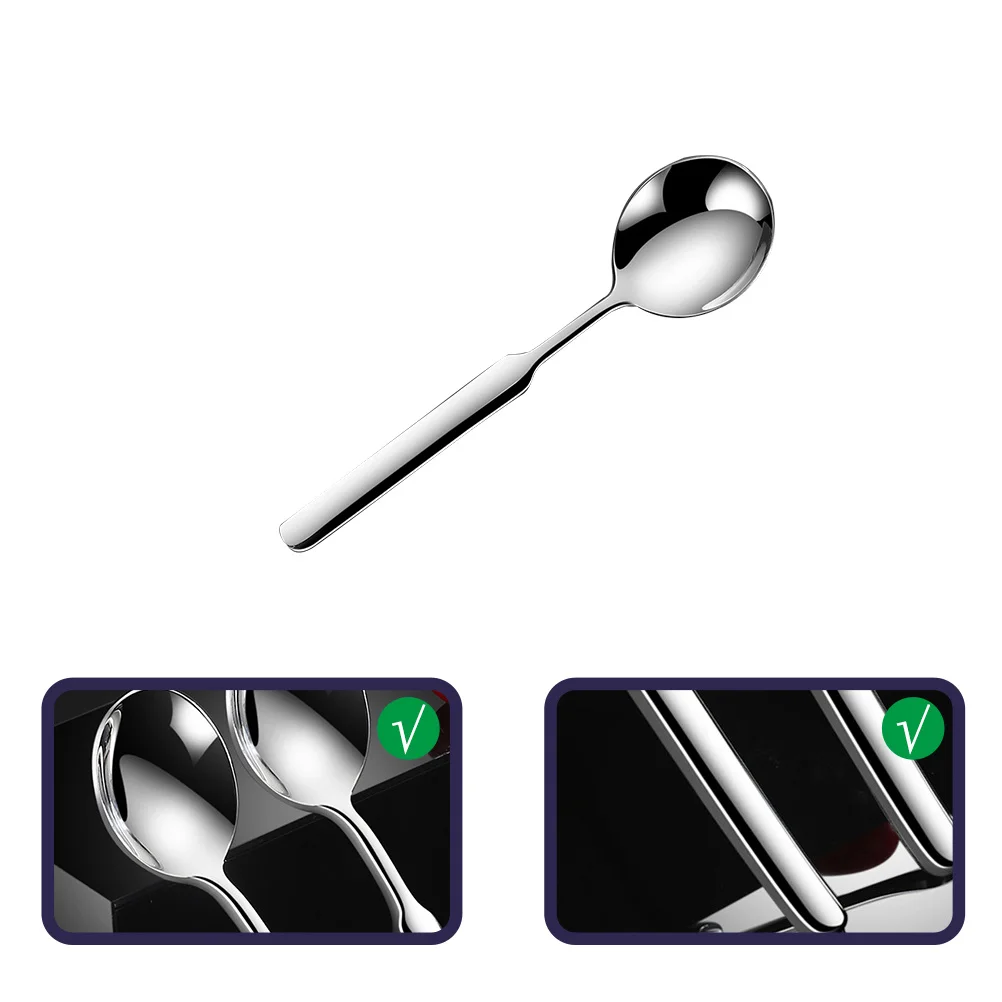

Stainless Steel Soup Spoon Well Polished Rustproof Food Spoon for Salad Soup Porridge Creative Kitchen Tableware
