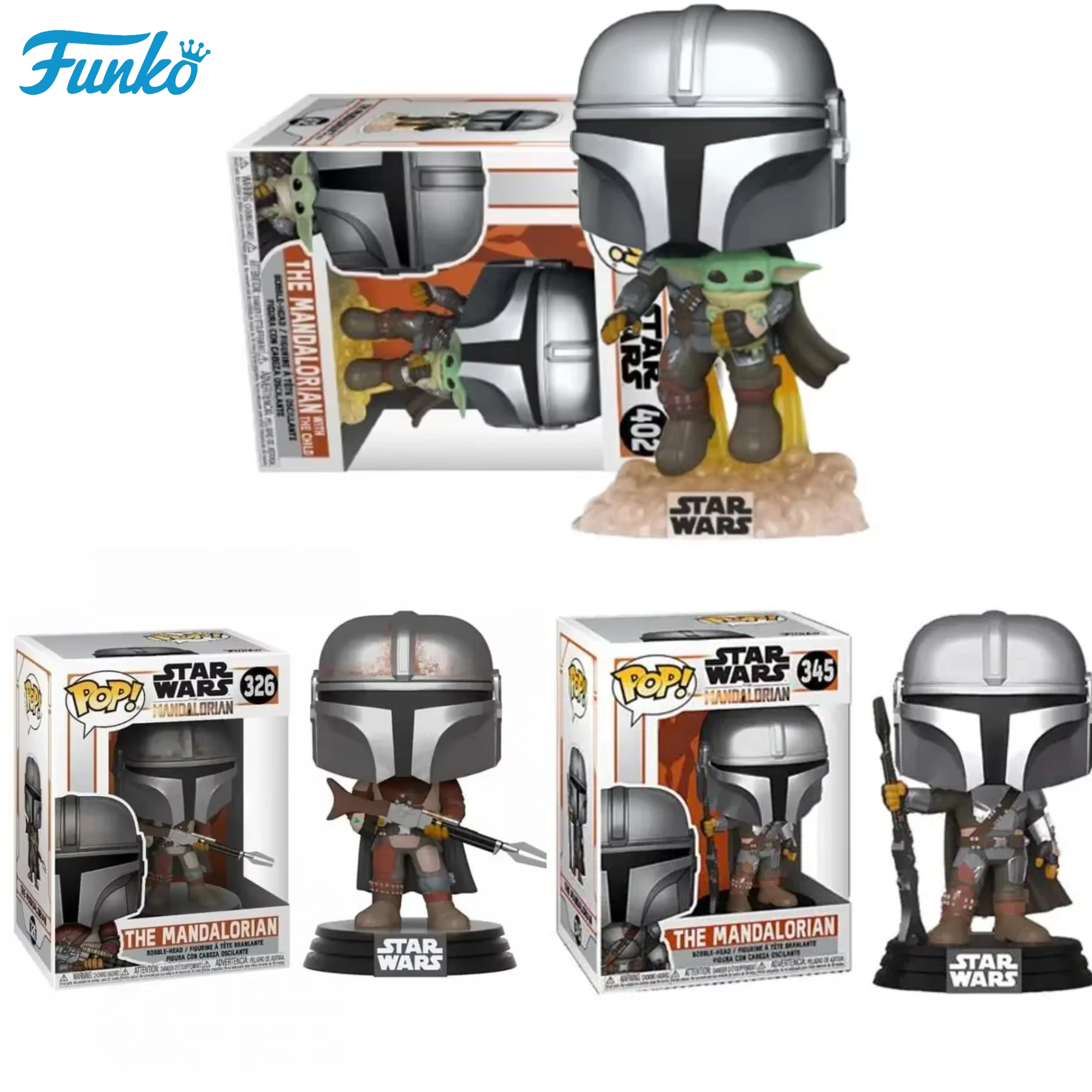 FUNKO POP 2026 Anime Star Wars Mandalorian con Armas #   345 Fizz 402 #   326 #   Figuras de acción de vinilo para niños, juguetes para regalo de cumpleaños