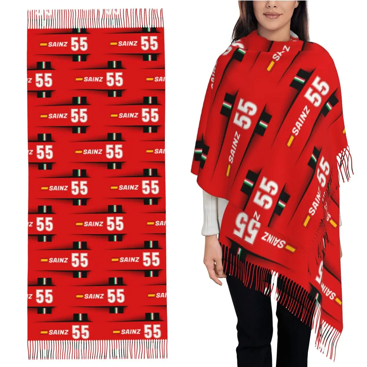 f1-2021--55-sainz-scarf-tassel-scarves-for-women-soft-warm-shawls-and-wraps-long-fall-winter-shawl-wrap
