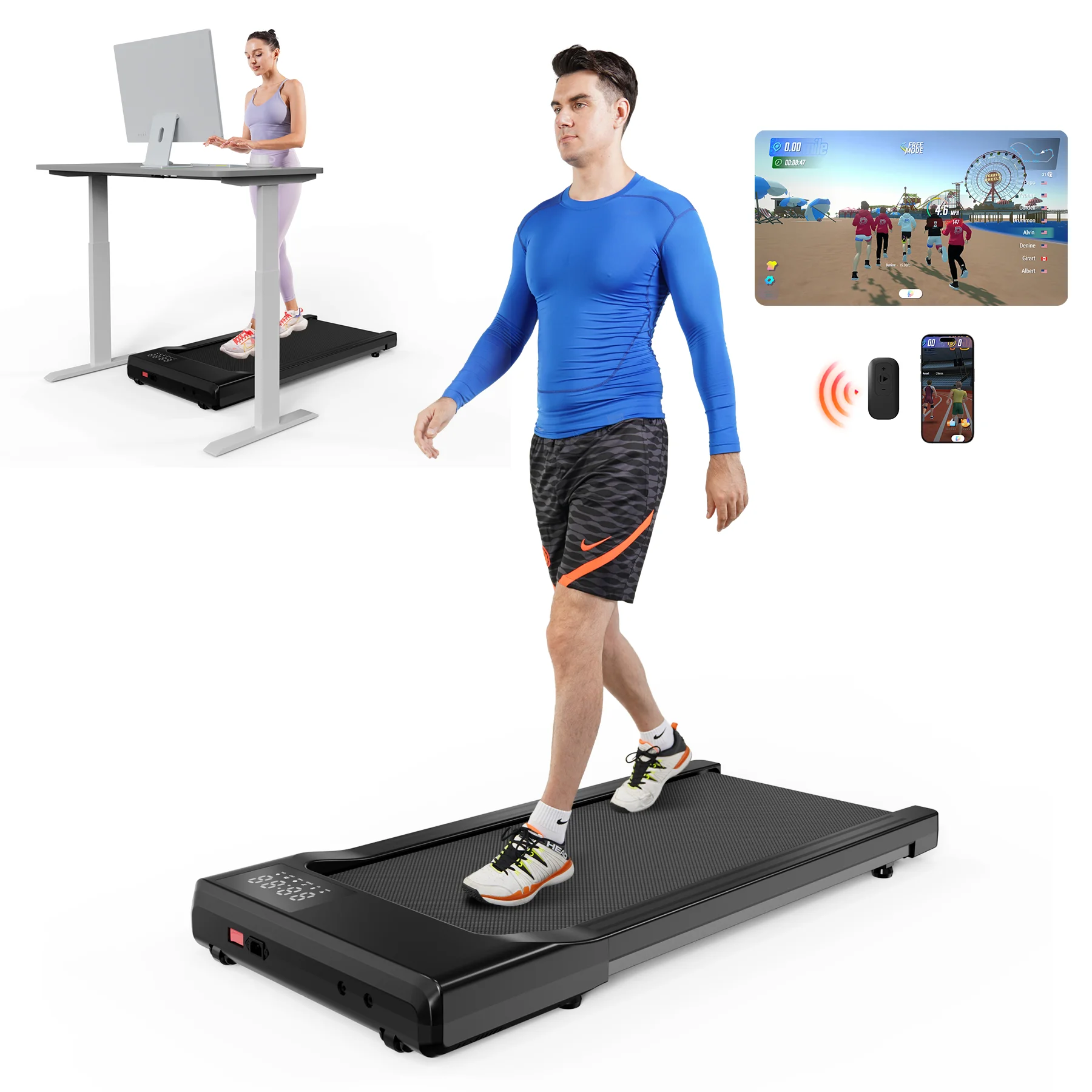 2,5 PS leises Lauf- und Jogginggerät, 15,35 x 39,37 Zoll, Upgrade-Walking-Pad, intelligentes
