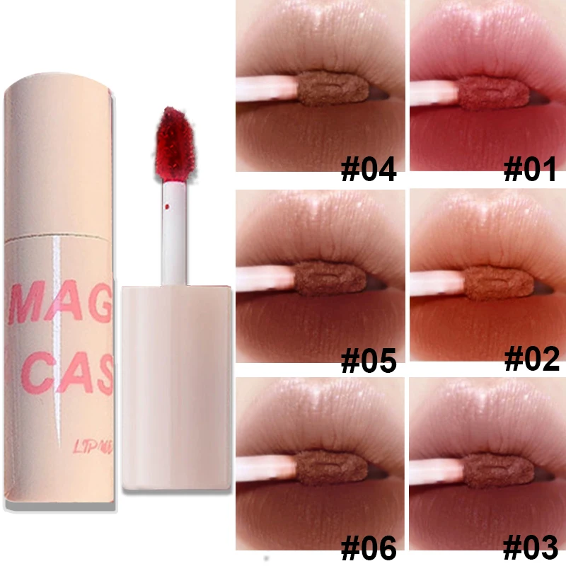 Matte Velvet  Liquid Lipstick Soft Cream Texture Nude Long Lasting Lip Gloss Waterproof Red Lip Tint Cute Women Makeup 6 Colors