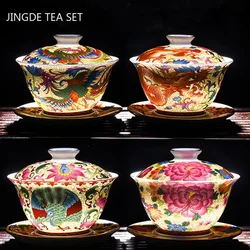 Palace Enamel Dragon Pattern Ceramic Gaiwan Chinese Handmade Teacup Travel Tea Bowl Home Teaware Accessories Drinkware 170ml