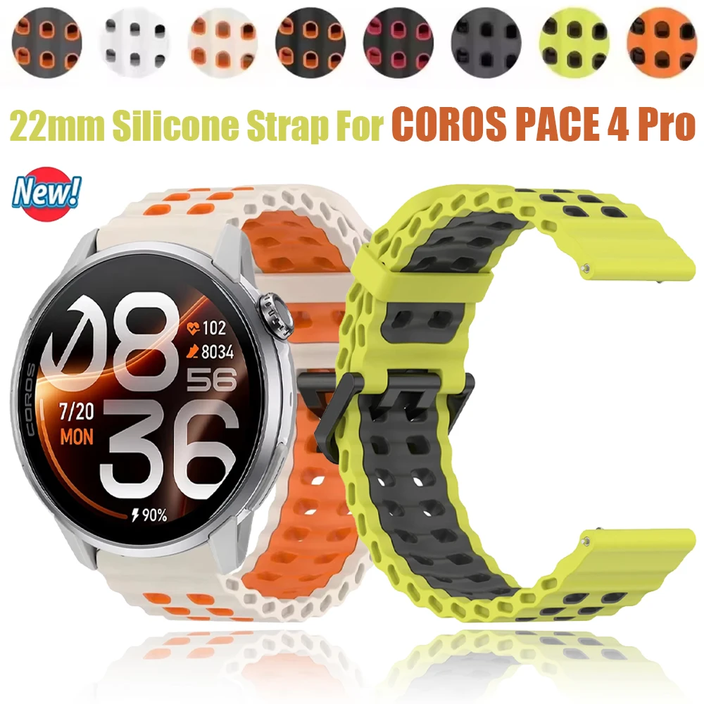22mm Ocean Silicone Strap For COROS PACE 4 Pro/4/3/2/APEX 4 42mm Hollow Hole Design Bracelet For Amazfit Balance3 2 1/Active Max