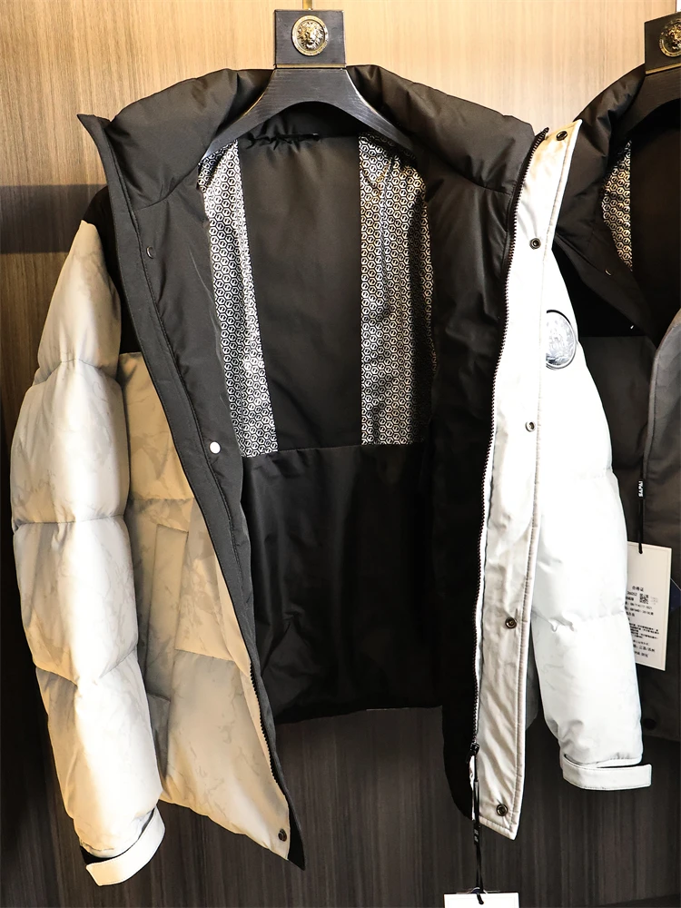 

Men's Du down Jaet Outdoor Camouflage Waterproof Hooded Autumn Winter Warmth Faion Urban Sle Polyester Fiber Coat