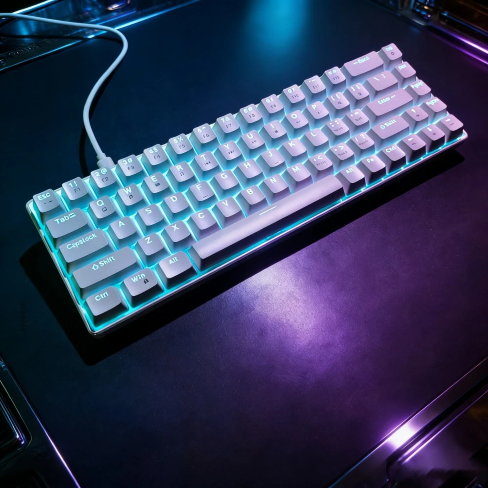

Mechanical gaming keyboard 68 keys Wired portable Ice-blue light Gamer 65% pc ergonomic teclado Backlit keyboards branco black