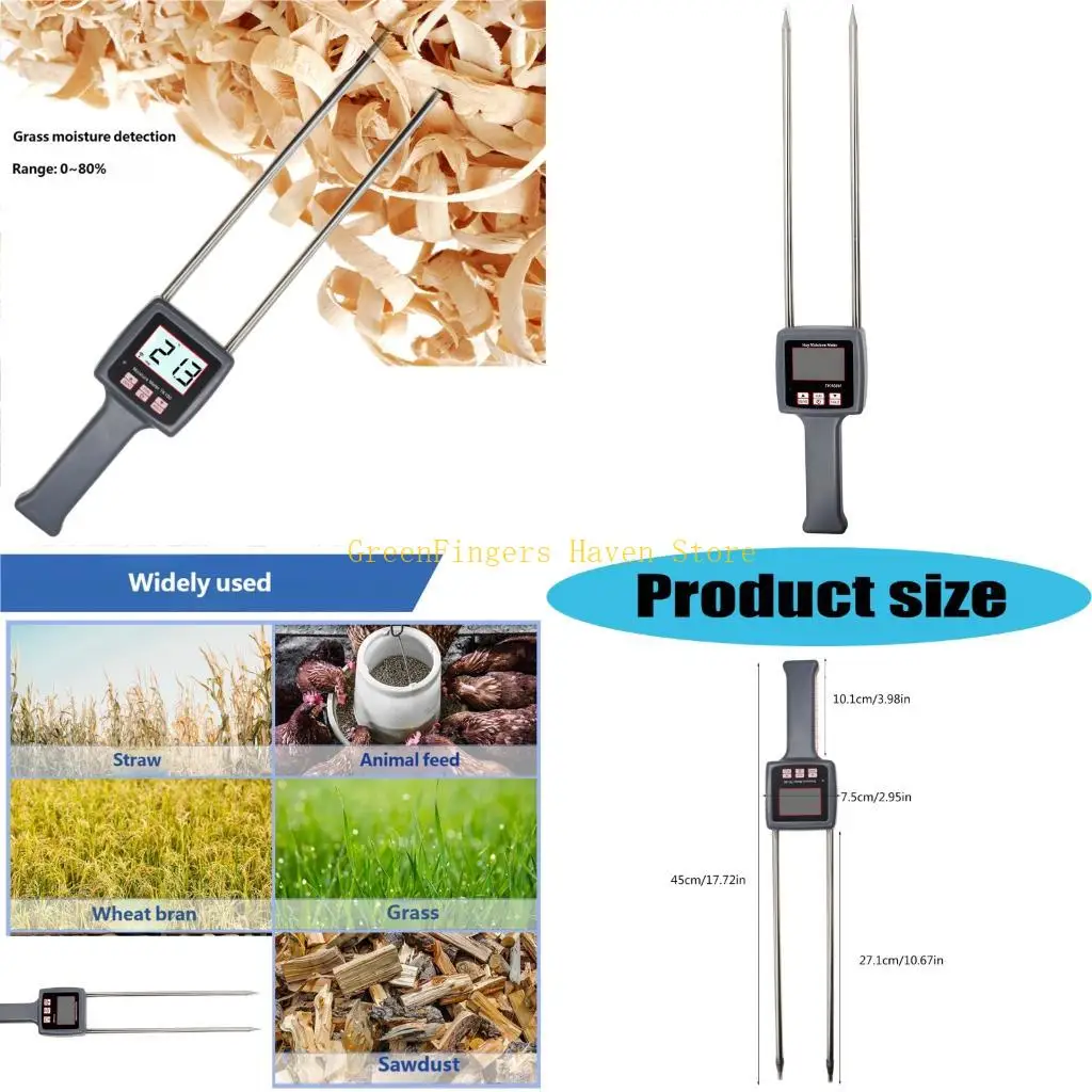 F68D Stored Feed Moisture Meter with Twin Prongs and Screen Readout for Barn Storage Review, Farm Rounds, Receiving Use, and