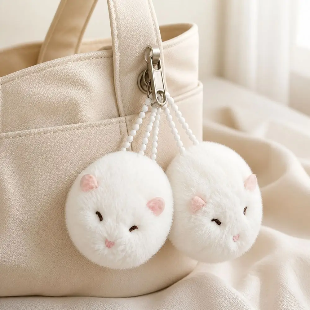 Kawaii Hamster Keychain Soft Furry Texture Hamster Shape Animal Keychain Backpack Decoration Handbag Accessories Bag Pendant