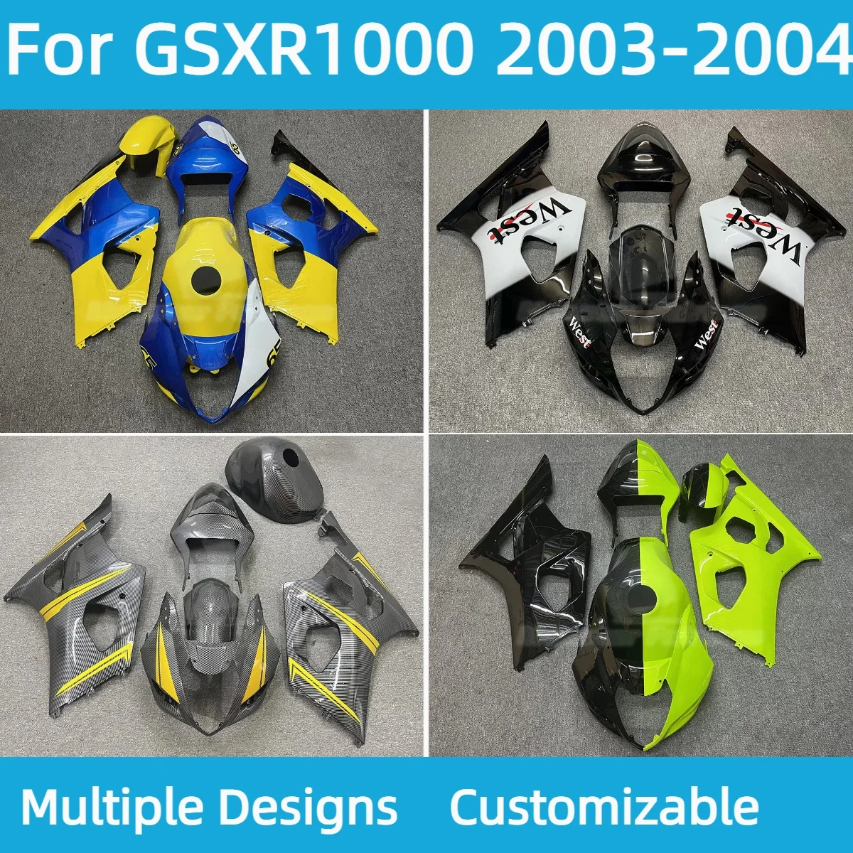 

Комплект обтекателей GSXR1000 2003 2004, углеродное волокно Aftermaket, литой АБС-пластик, обтекатели мотоцикла для GSXR 1000 03 04