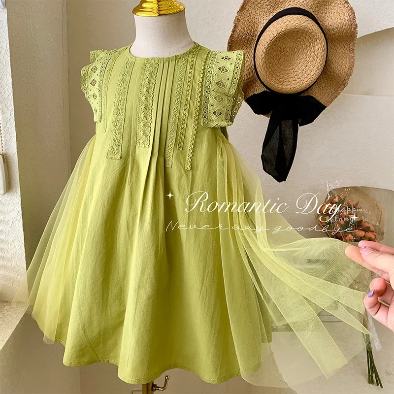 Summer Girls Dress Lace Princess Dress Flower Girl Dresses Birthday Party Dress Kids Wear Clothes Baby Girl Dress 2 3 4 5 6 7 8Y