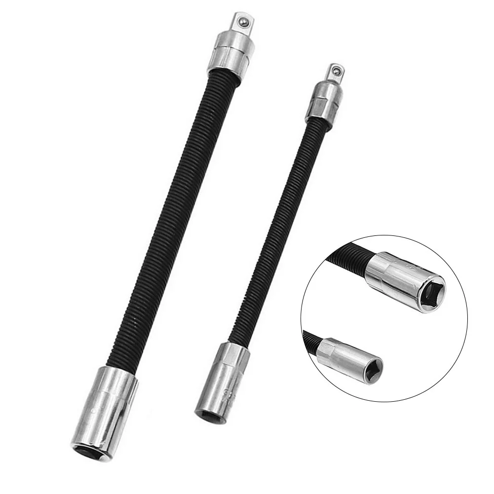 2pcs 1/4 3/8 Drive Socket Extension Bar Adapter Connective Rod Flexible Shaft Conversion Head Adapter Socket Ratchet Wrench