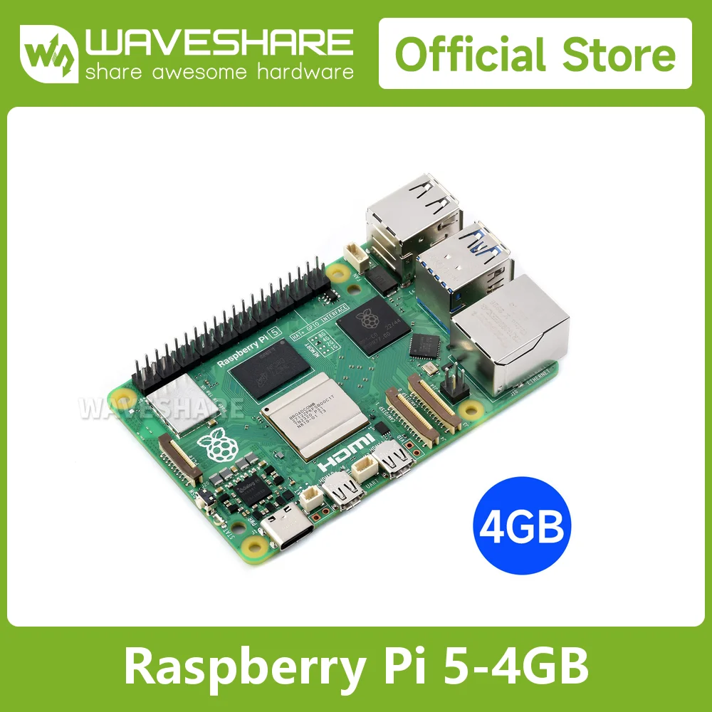 Raspberry Pi 5, Optionen für 2 GB/4 GB/8 GB RAM, BCM2712-Prozessor, 2,4 GHz Quad-Core 64-Bit-Arm Cortex-A76 CPU, 40PIN GPIO-Header