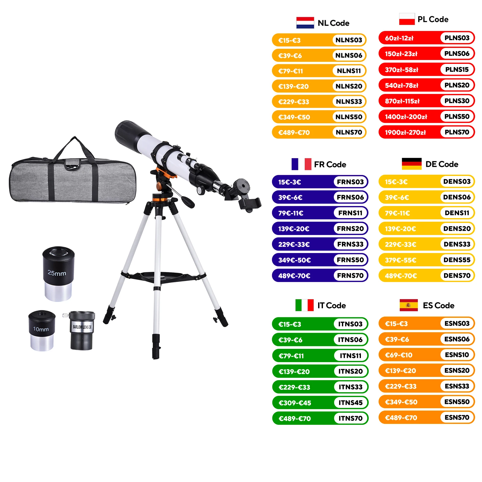 Télescope réfracteur 90 mm d'ouverture, 800 mm de distance focale, pour adultes, débutants et enfants, télescope astronomique haute puissance avec monture AZ, trépied, adaptateur pour téléphone, sac de transport, filtre lunaire, télescope astronomique pour observer la lune, les planètes et les étoiles.